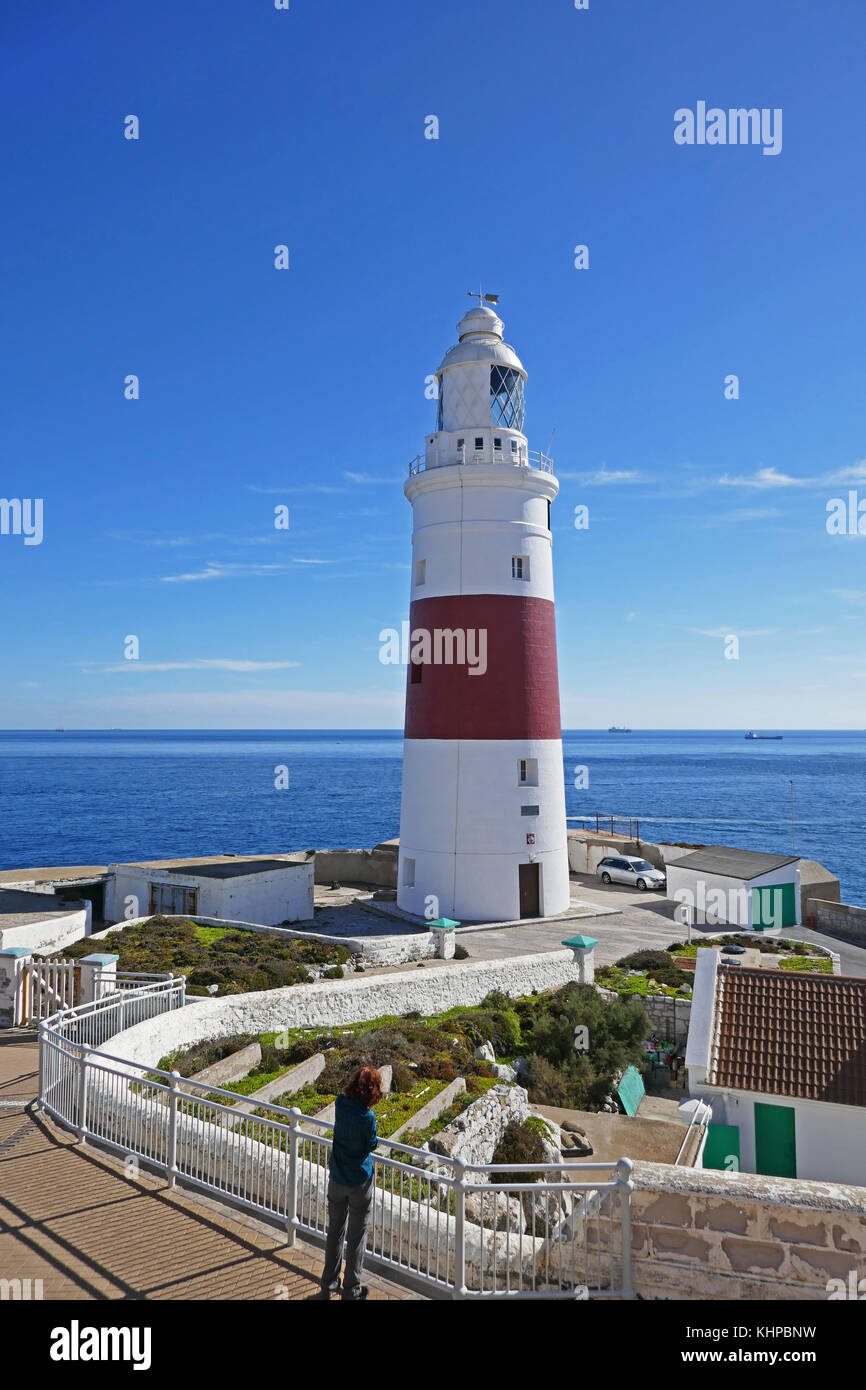 Faro di europa point, Rocca di Gibilterra Foto Stock