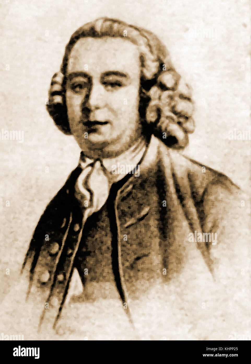 Un 1910 Ritratto di James Danielle (c1716-1772). Inglese Millwright, wheelwright, ingegnere e costruttore di alcuni del mondo le prime grandi canali e acquedotti Foto Stock