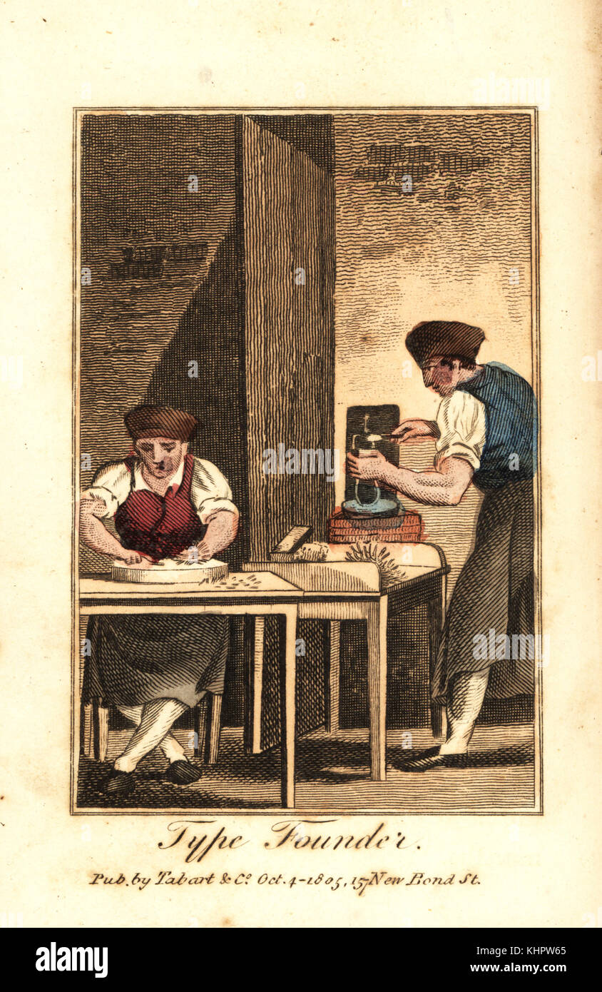 Tipo fondatori rendendo il tipo di stampa in un workshop. La ...