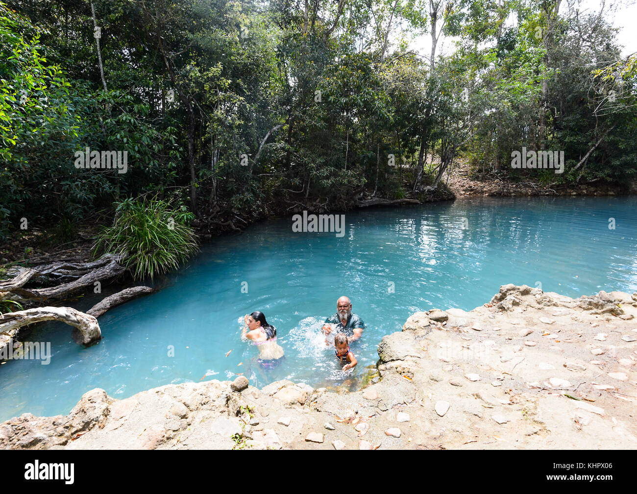 Natural Spa a Cardwell è una nuotata in un foro che riceve la sua acqua di colore blu da minerali nel terreno. Far North Queensland, FNQ, Australia Foto Stock
