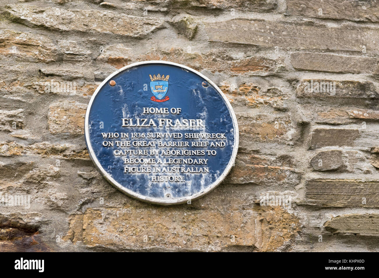 Targa commemorativa su quella che si ritiene sia stata la casa di Eliza Fraser, Stromness, Orkney, Scozia, Regno Unito Foto Stock