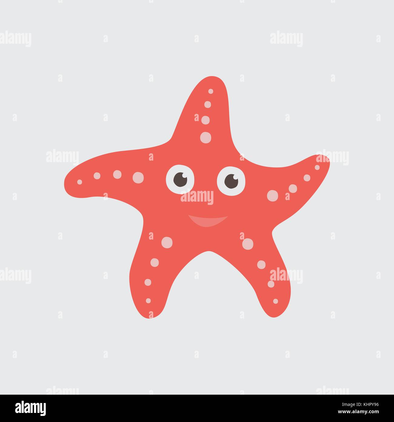 Funny cartoon starfish su sfondo bianco Illustrazione Vettoriale