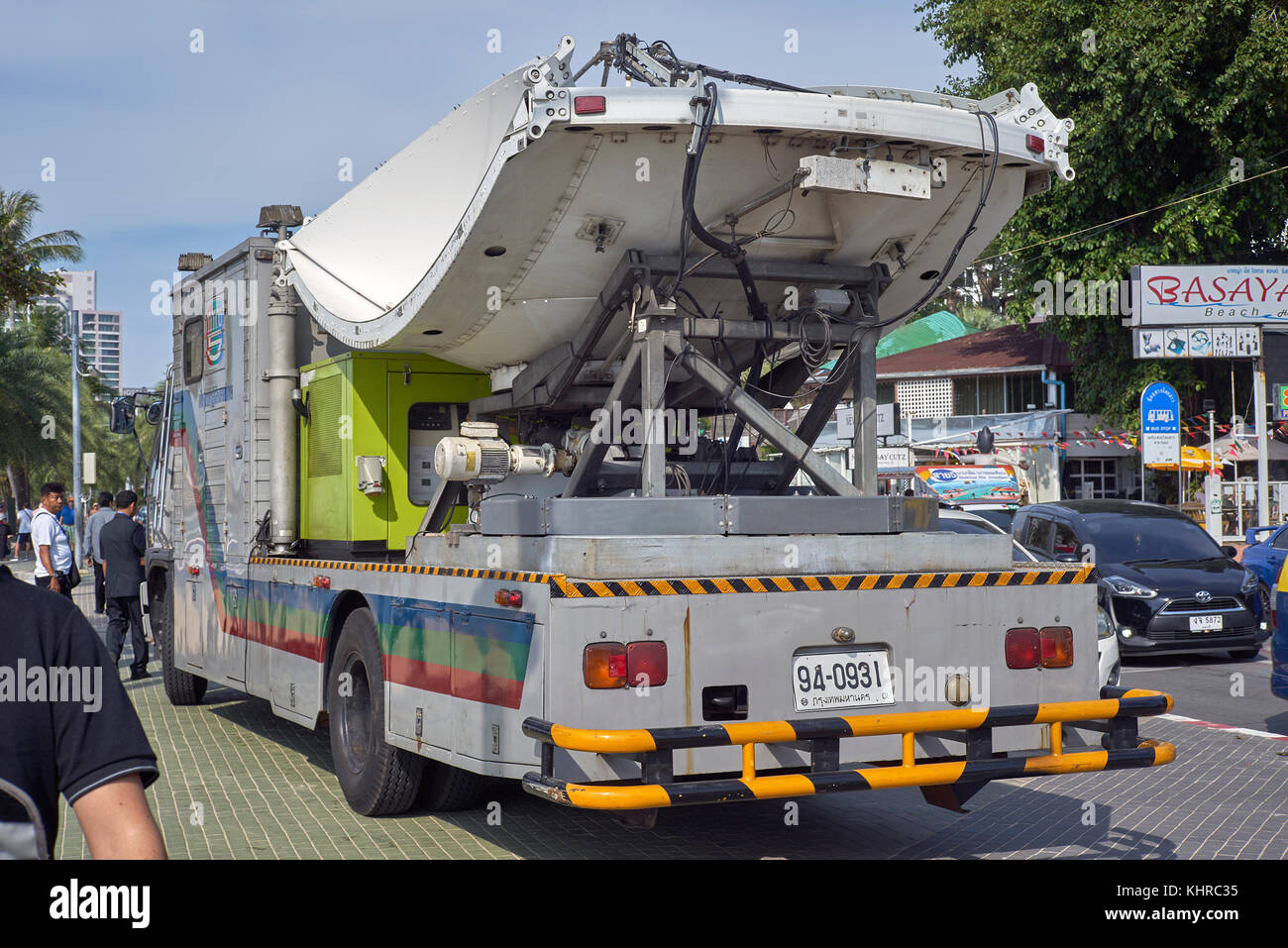 Televisione via satellite news carrello. Thailandia, Sud-est asiatico. TV tailandese. Foto Stock
