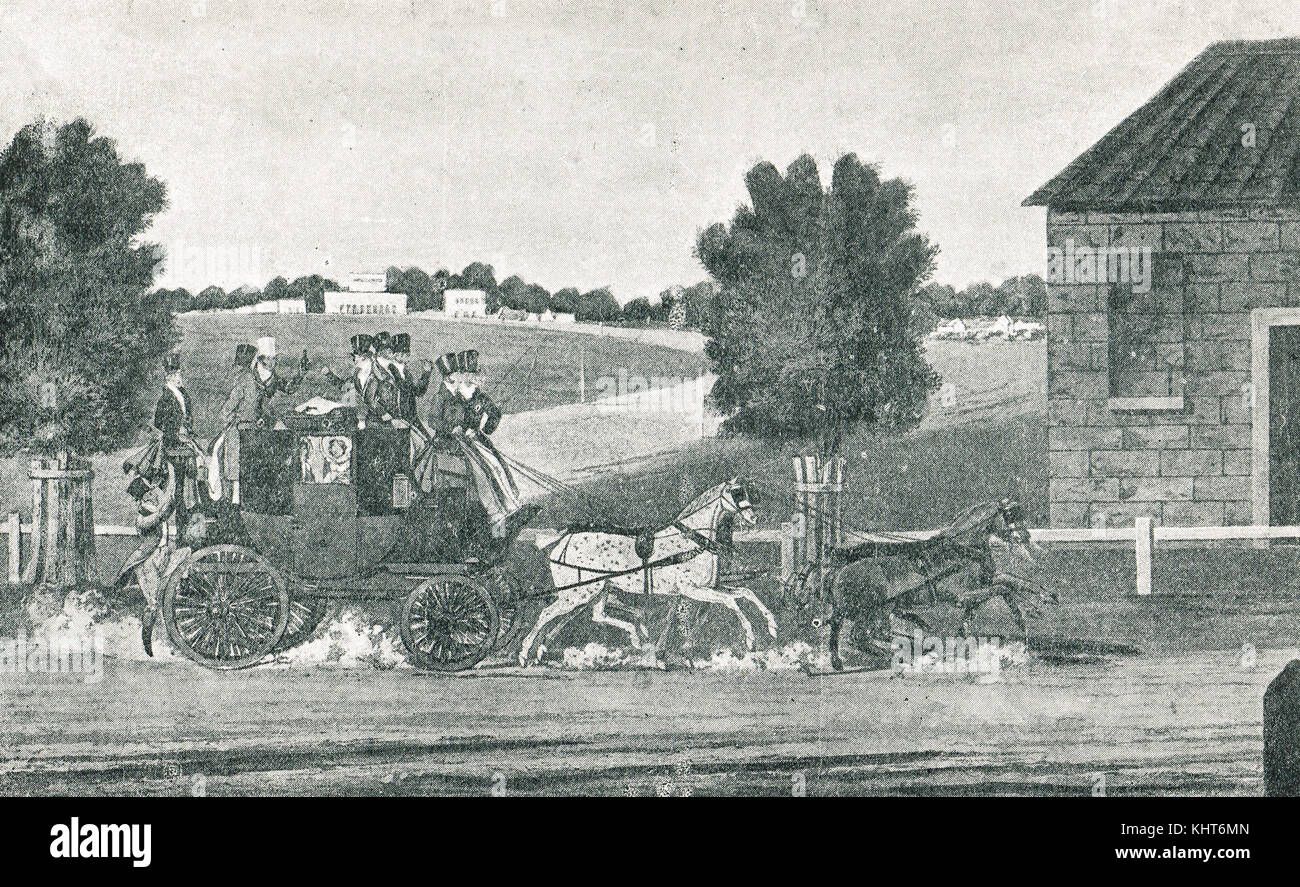 Il pullman passa davanti all'ippodromo di Doncaster Foto Stock