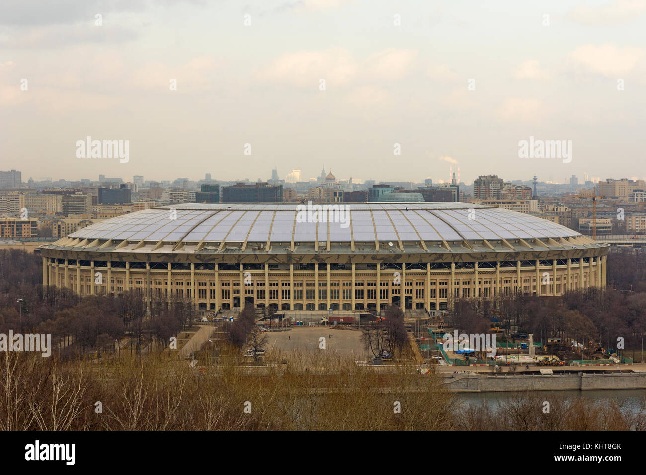 Luzhniki stadium di Mosca, veiw vorobyovy dal punto di vista delle colline Foto Stock