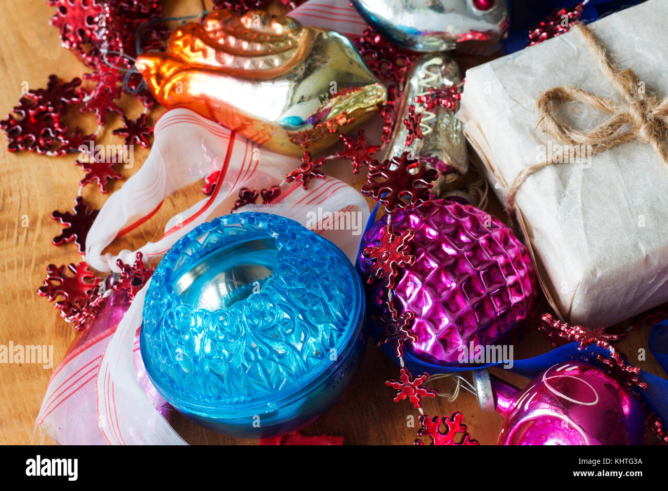 Vecchi giocattoli di Natale della mia bisnonna. Foto Stock