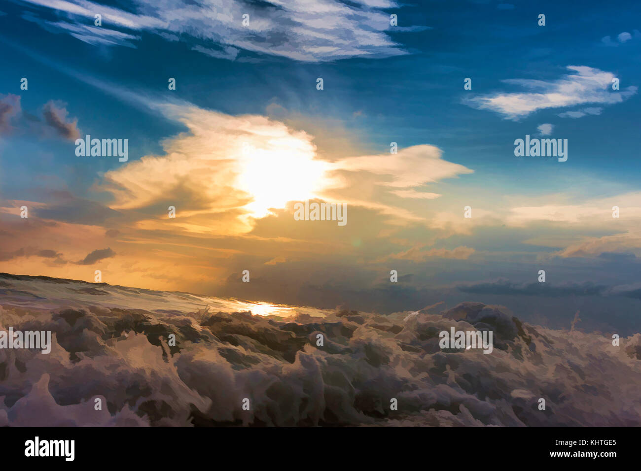 Natura della pittura, onde del mare e la splendida natura Foto Stock