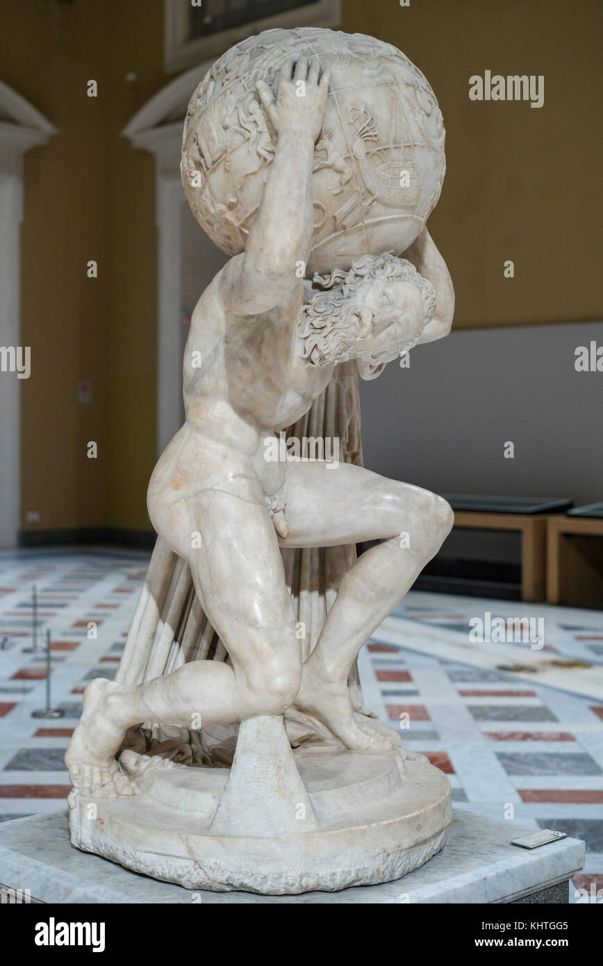 Napoli. L'Italia. Atlante Farnese, scultura II secolo D.C. Museo ...