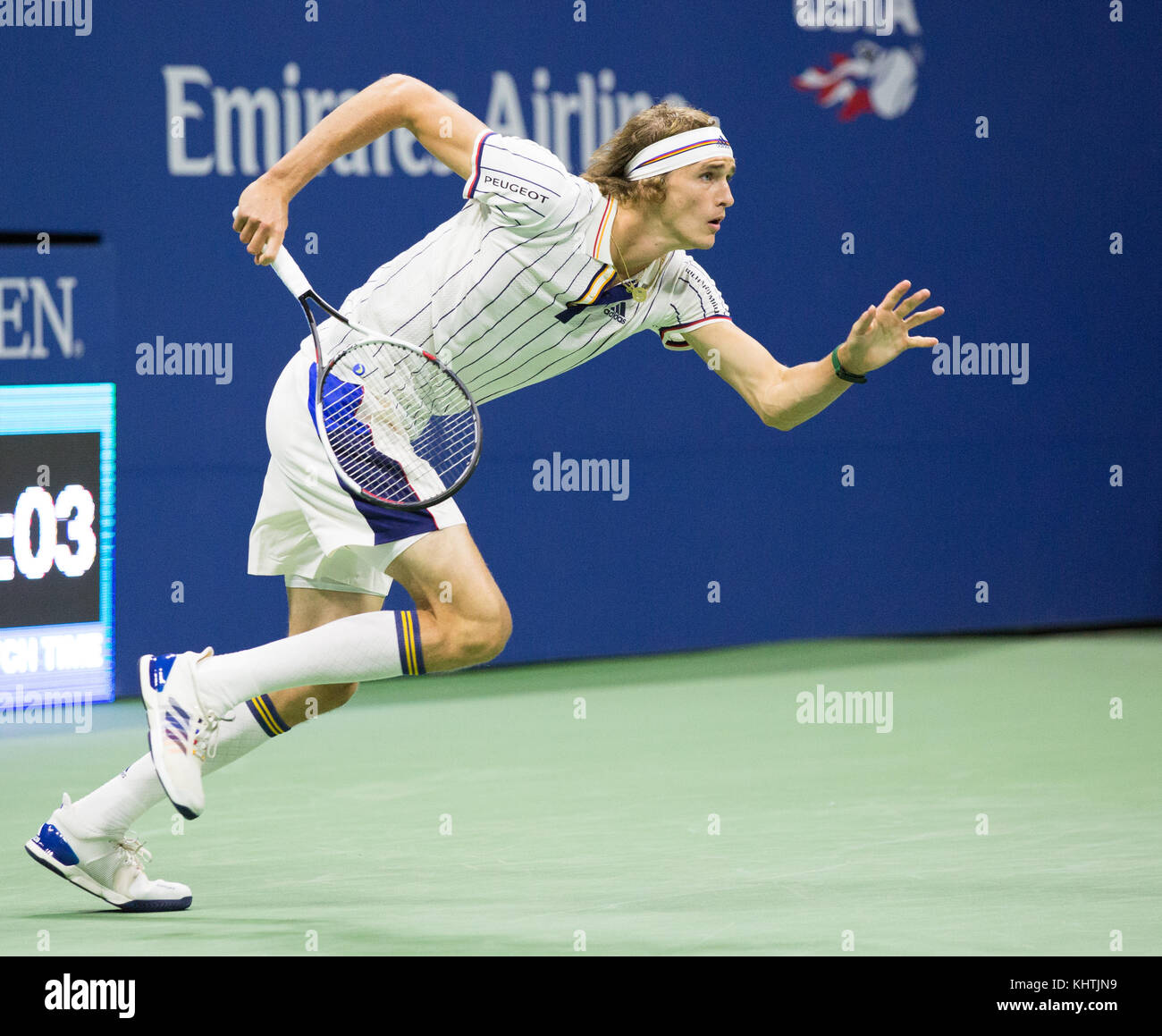 Il tedesco giocatore di tennis alexander zverev ,Us Open 2017 tennis championship, new york city, nello stato di new york, Stati Uniti. Foto Stock