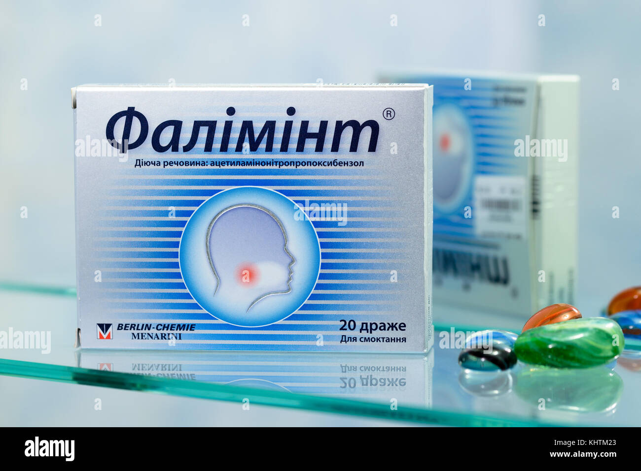 Kiev/Ucraina - 27 agosto 2017 - Falimint è un agente antitussivo che può eliminare la tosse non produttiva (senza espettorato). Le indicazioni principali per u Foto Stock