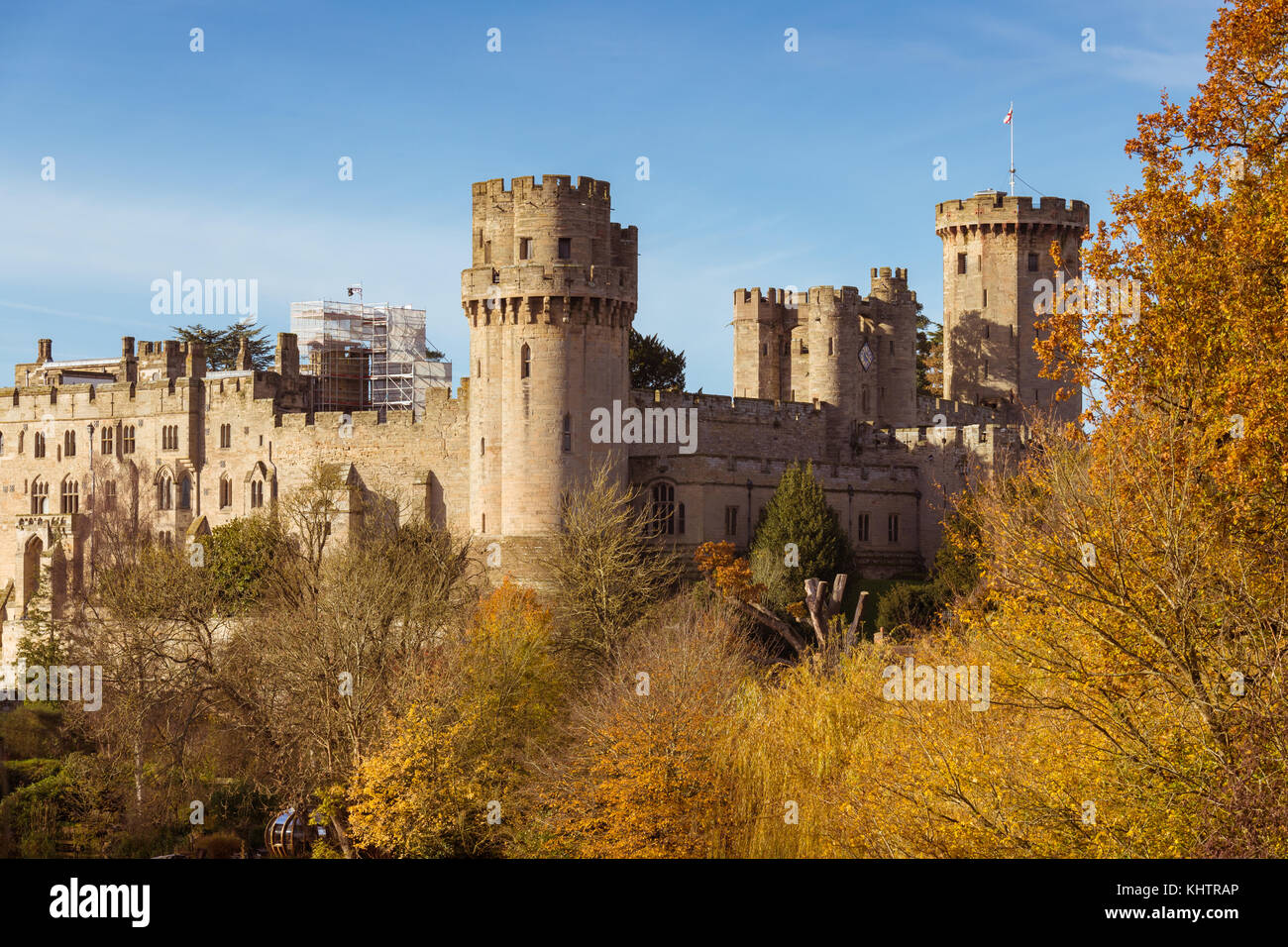 Il castello di Warwick autunno Foto Stock