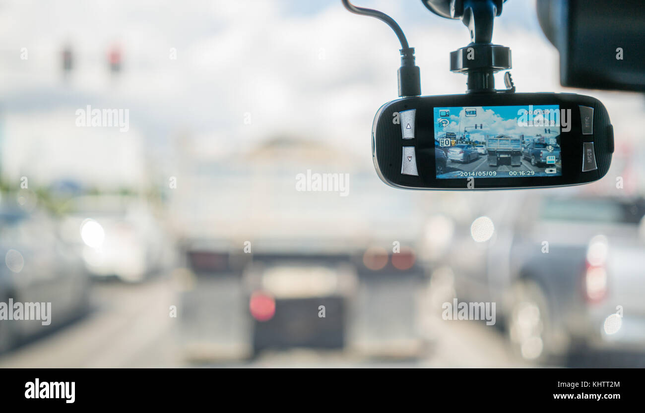 Camera car per la sicurezza sulla strada incidente Foto Stock