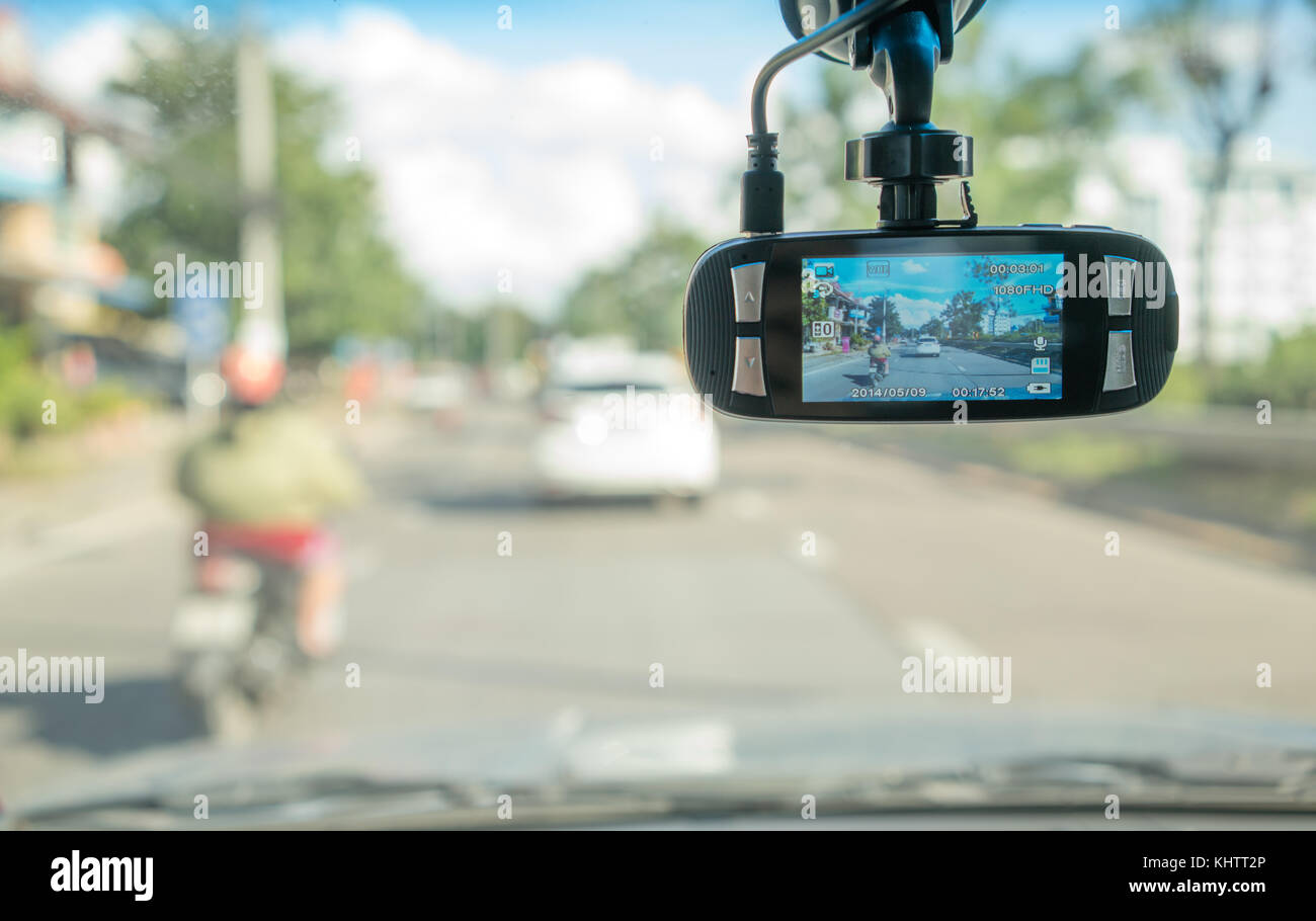 Camera car per la sicurezza sulla strada incidente Foto Stock