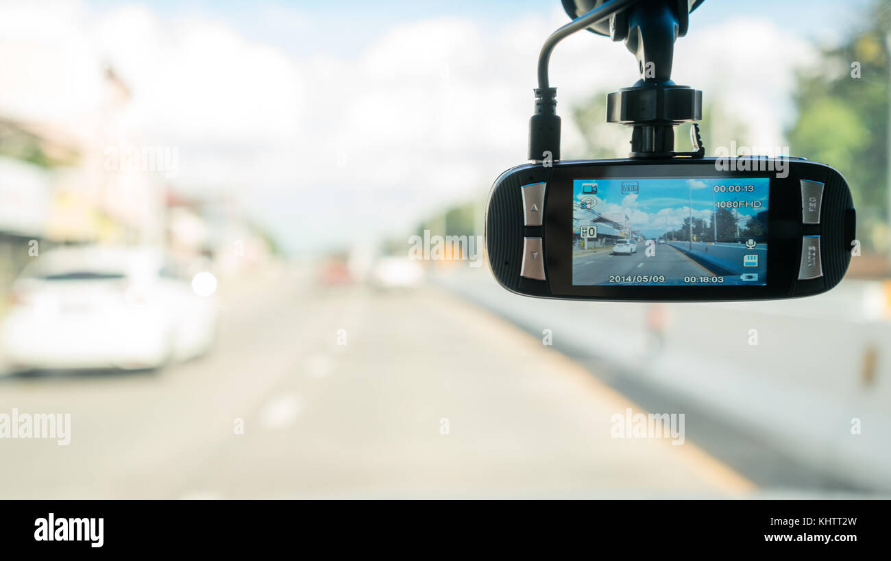 Camera car per la sicurezza sulla strada incidente Foto Stock
