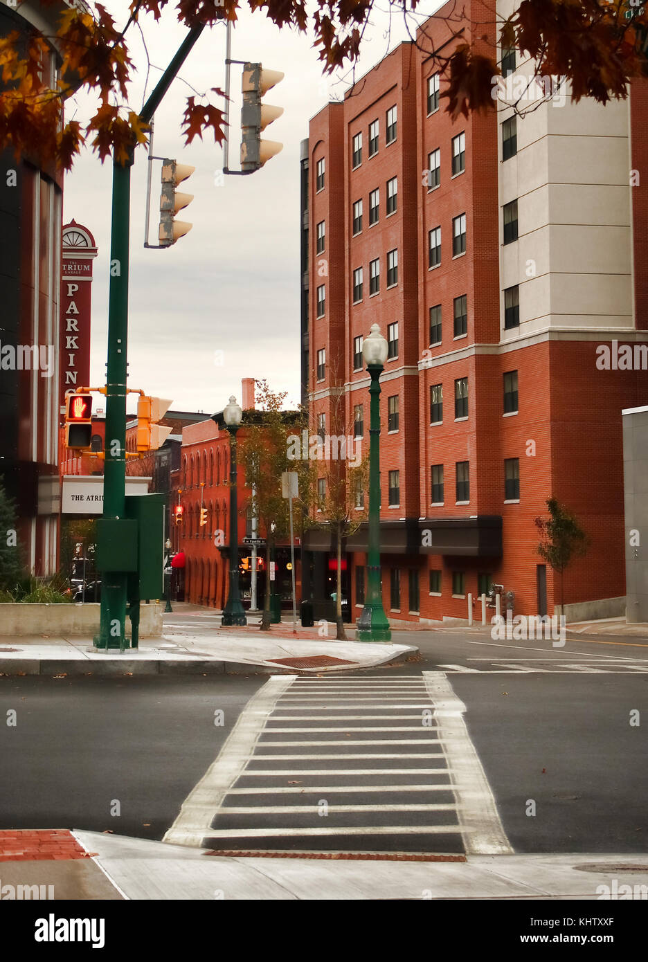 Syracuse, New york, Stati Uniti d'America. Novembre 18, 2017. visualizza in basso clinton street in direzione armory square su un nuvoloso giorno nel centro cittadino di Syracuse, New York Foto Stock