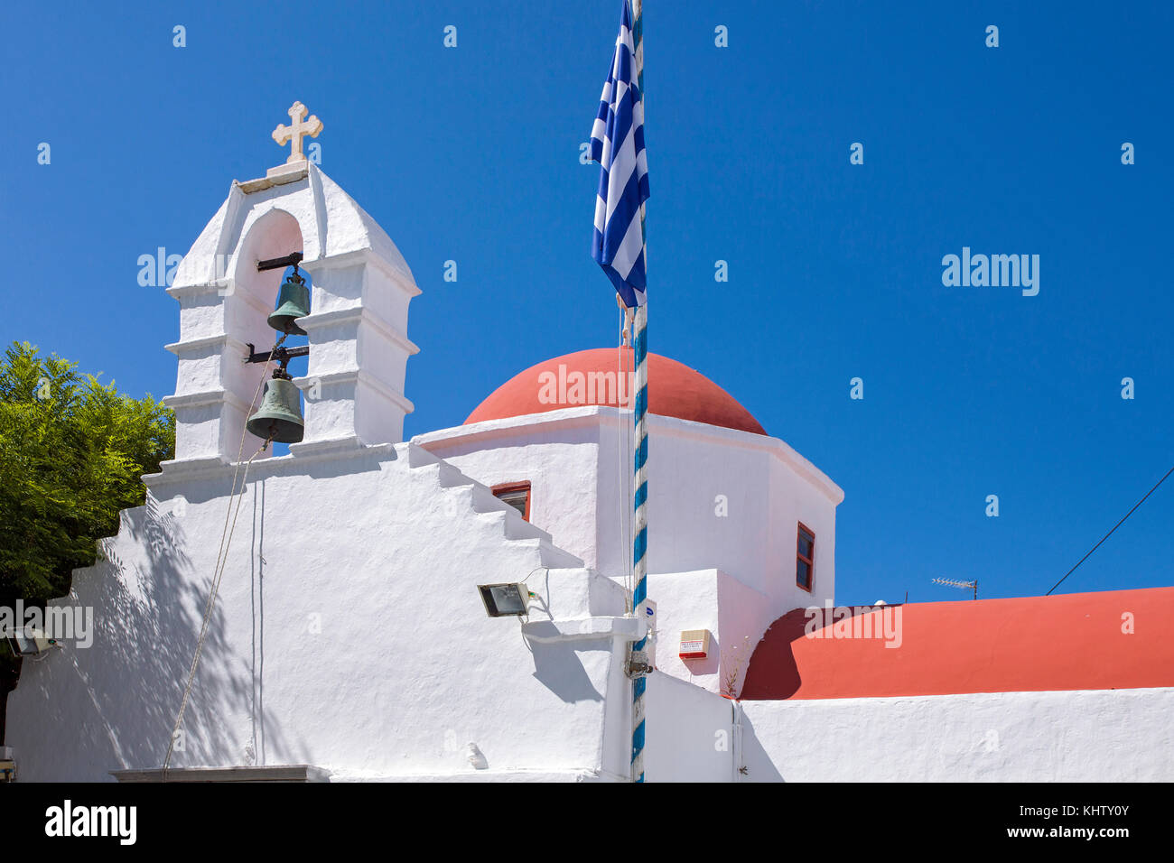 Chiesa ortodossa a Mykonos-town, chora, MYKONOS Isola, Cicladi, Egeo, Grecia Foto Stock