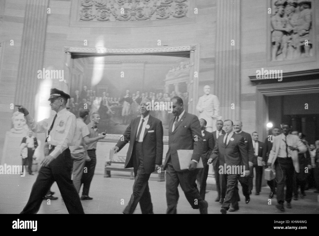 Fotografia di asa Philip Randolph insieme con altri diritti civili leader durante il mese di marzo su Washington 1963. Asa Philip Randolph (1889-1979) leader nel movimento per i diritti civili, l'Americano movimento di lavoro sociale e di partiti politici. In data xx secolo Foto Stock