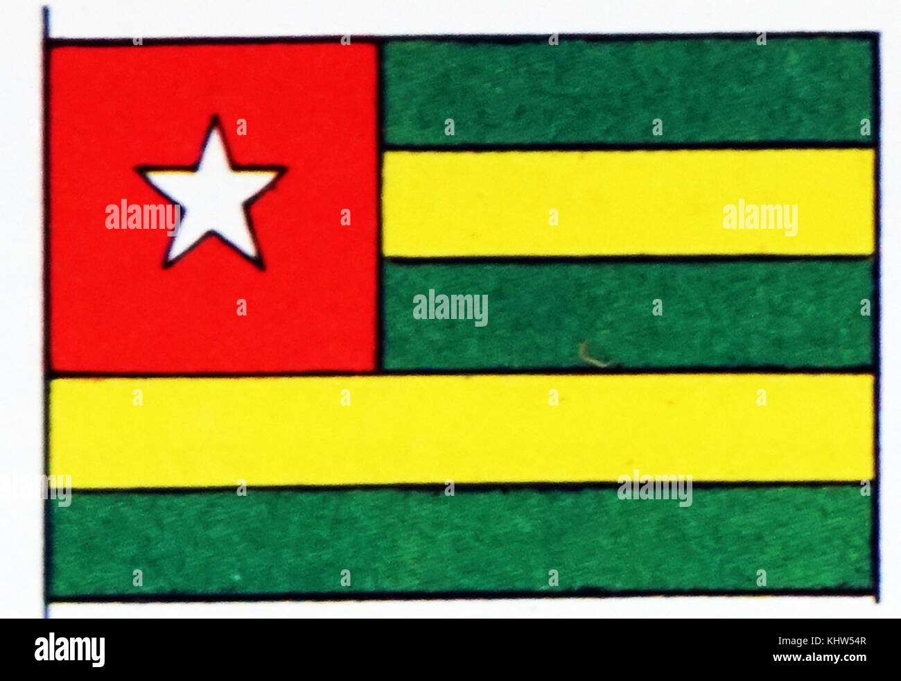 Illustrazione raffigurante la bandiera del Togo. In data xx secolo Foto Stock