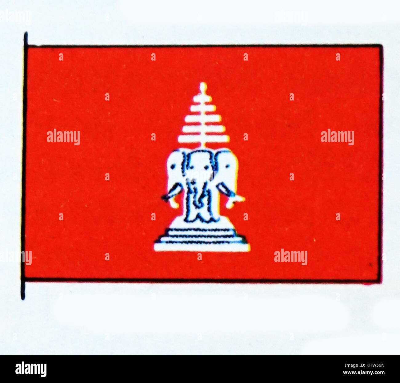 Illustrazione raffigurante la bandiera nazionale del Laos. In data xx secolo Foto Stock