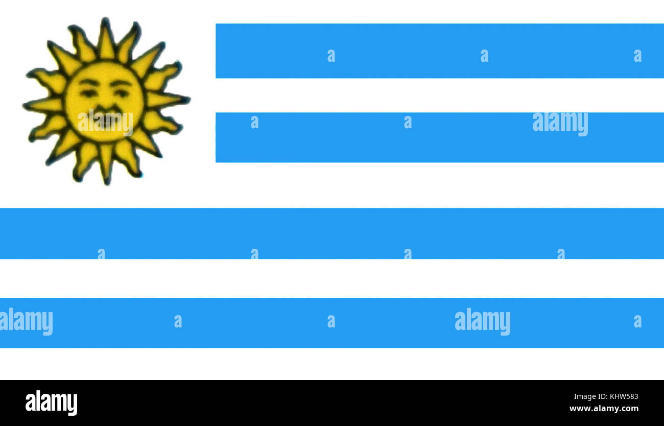 Illustrazione raffigurante la Nazionale e bandiera mercantile e alfiere dell Uruguay. In data xx secolo Foto Stock