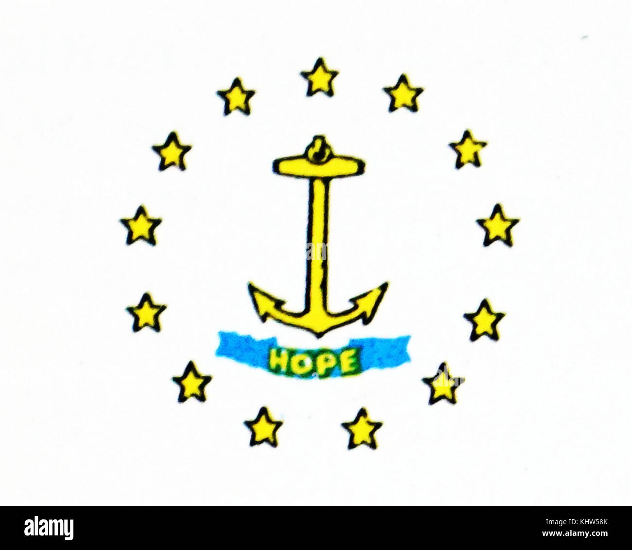 Illustrazione raffigurante la bandiera dello stato di Rhode Island. In data xx secolo Foto Stock