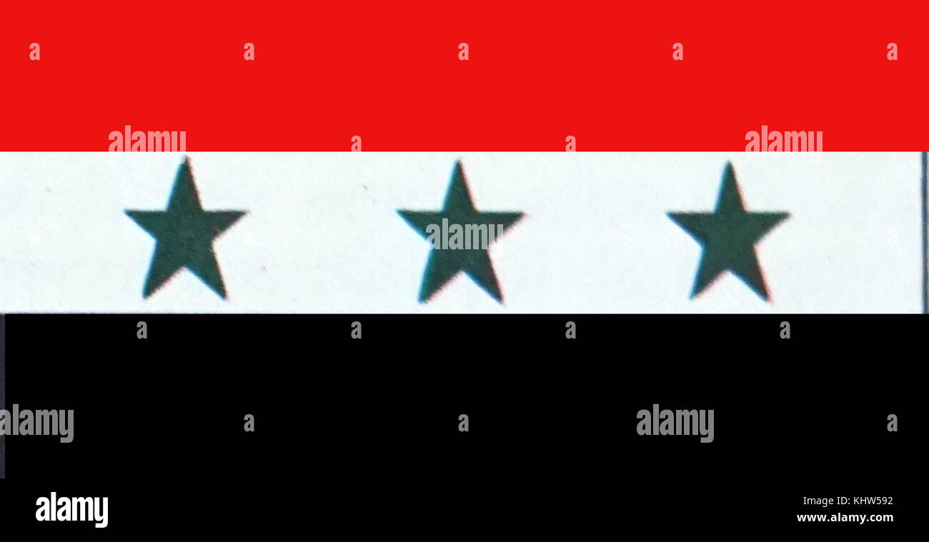 Illustrazione raffigurante la bandiera nazionale dell'Iraq. In data xx secolo Foto Stock