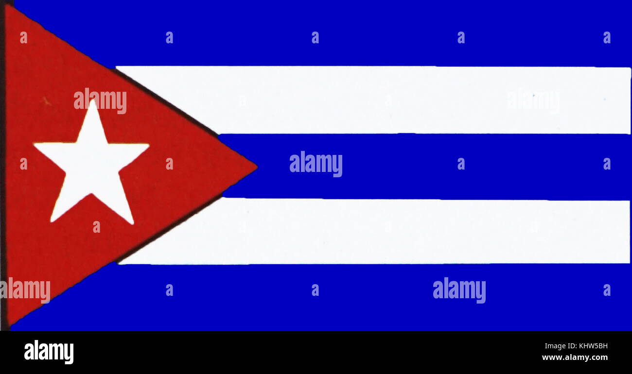 Illustrazione raffigurante la Nazionale e bandiera mercantile e alfiere di Cuba. In data xx secolo Foto Stock