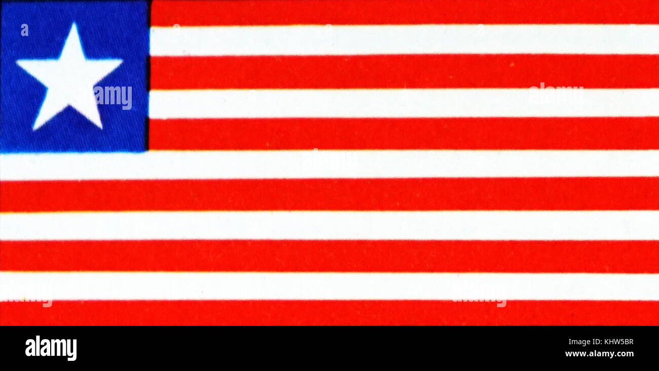Illustrazione raffigurante la Nazionale e bandiera mercantile e alfiere della Liberia. In data xx secolo Foto Stock