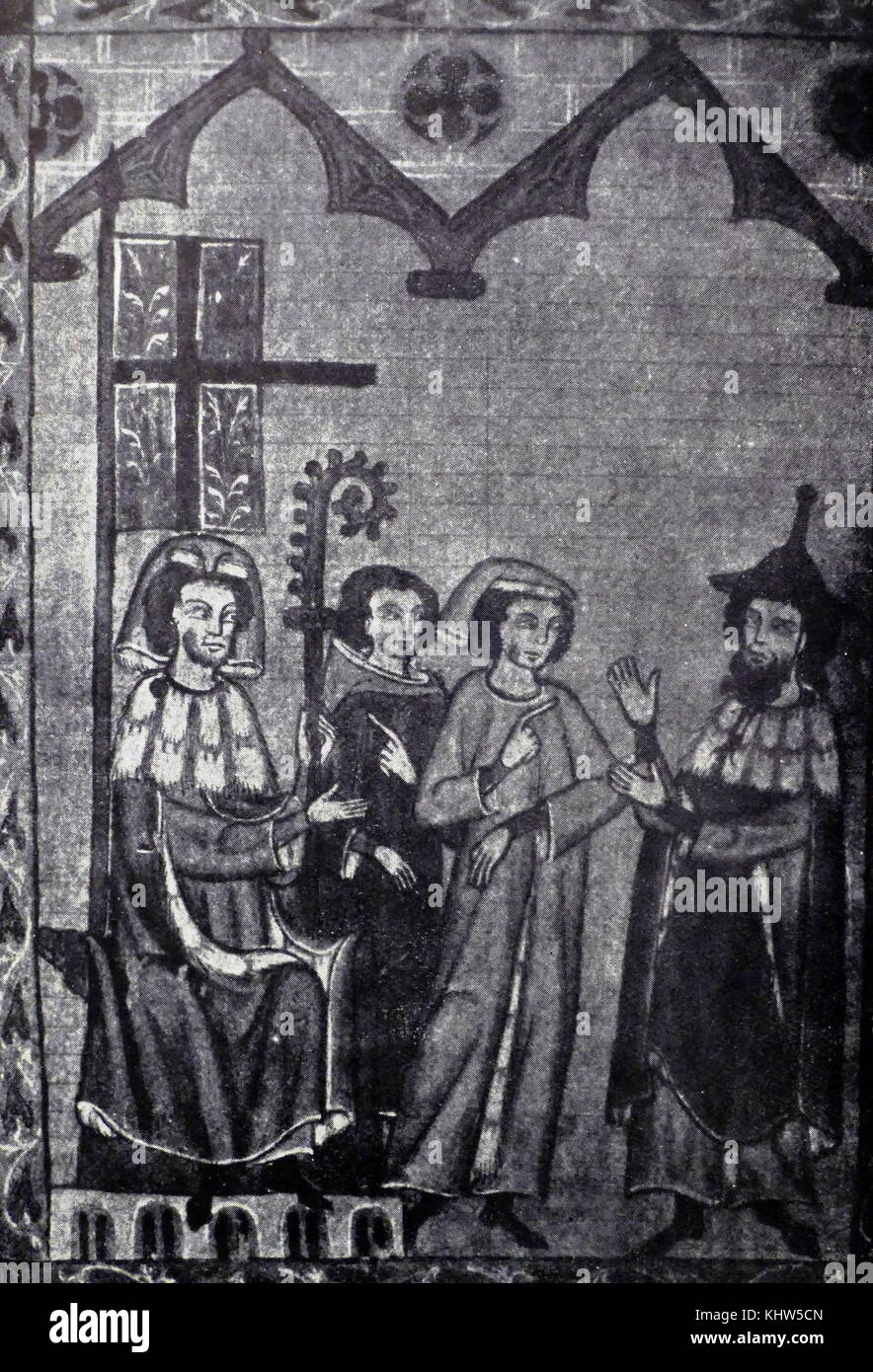 Incisione raffigurante Süßkind von Trimberg (1230-1300) è dato come autore di sei poesie nel Codex Manesse. Le poesie risalgono alla seconda metà del XIII secolo, e se il loro presunto autore è storico, egli sarebbe il primo poeta ebreo di lingua tedesca. Datata xiii secolo Foto Stock