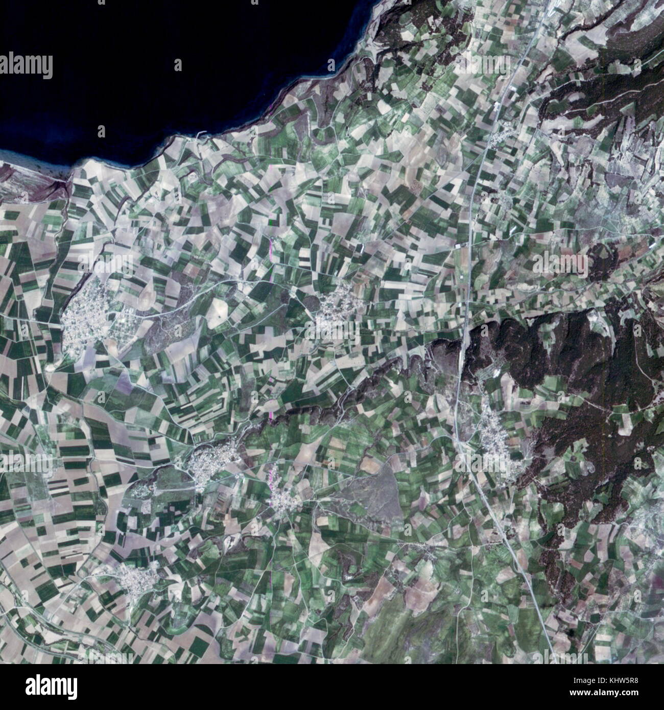 Fotografia presa di Troia, Grecia, dal satellite Ikonos, commerciale di osservazione della Terra via satellite. Recante la data del XXI secolo Foto Stock