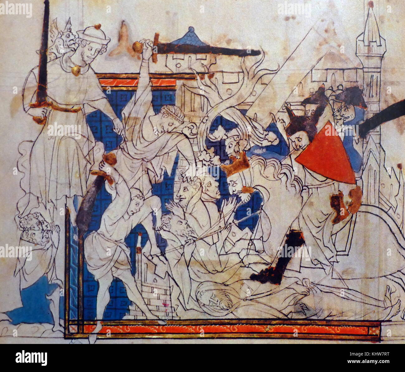 Salterio realizzato per la Cattedrale di Westminster intitolata 'Crusader". Il Crociato indossa la corazza della catena e lunga surcoat, adattato in Oriente come protezione contro il sole. Datata xiii secolo Foto Stock