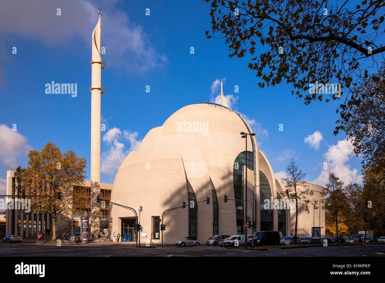 Germania, Colonia, la DITIB moschea dell'Turkish-Islamic europea per gli Affari Religiosi in contrada Ehrenfeld, piano di costruzione dell'architetto P Foto Stock
