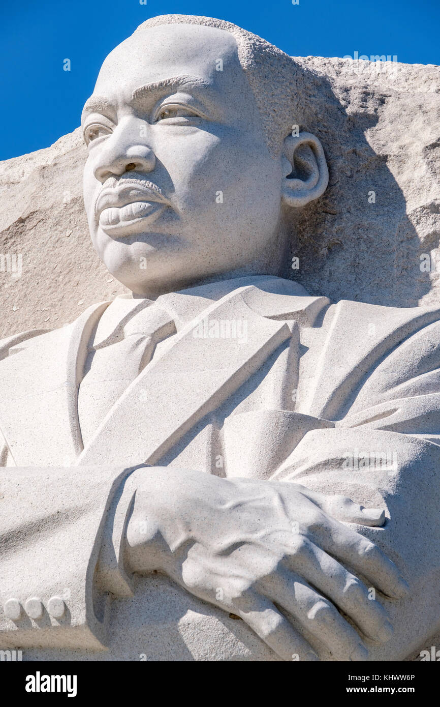 Vista laterale del memoriale di Martin Luther King, MLK Memorial, artista Lei Yixin, West Potomac Park, Washington, Stati Uniti d'America, Stati Uniti d'America. Foto Stock