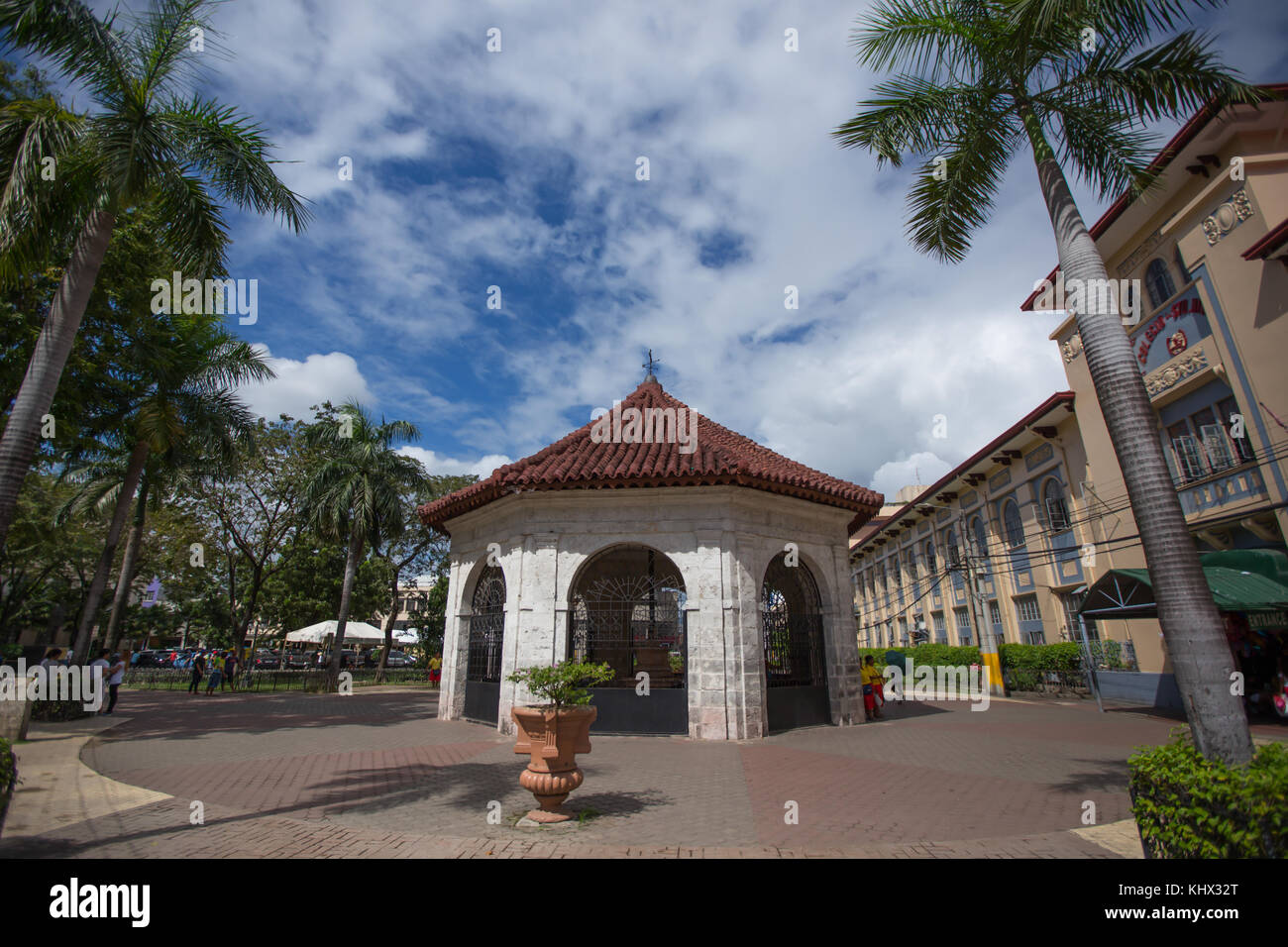 Il Santuario della Croce Magellana, situato all'ingresso della Basilica del Santo Nino, Cebu City, Filippine Foto Stock