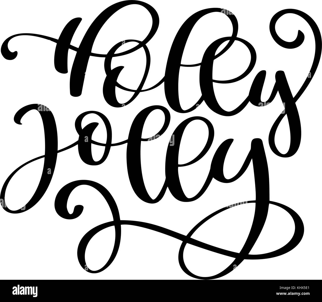 Holly Jolly calligraphy lettering natale frase. disegnati a mano lettere. testo vettoriale per realizzare biglietti di auguri le sovrapposizioni di foto Illustrazione Vettoriale