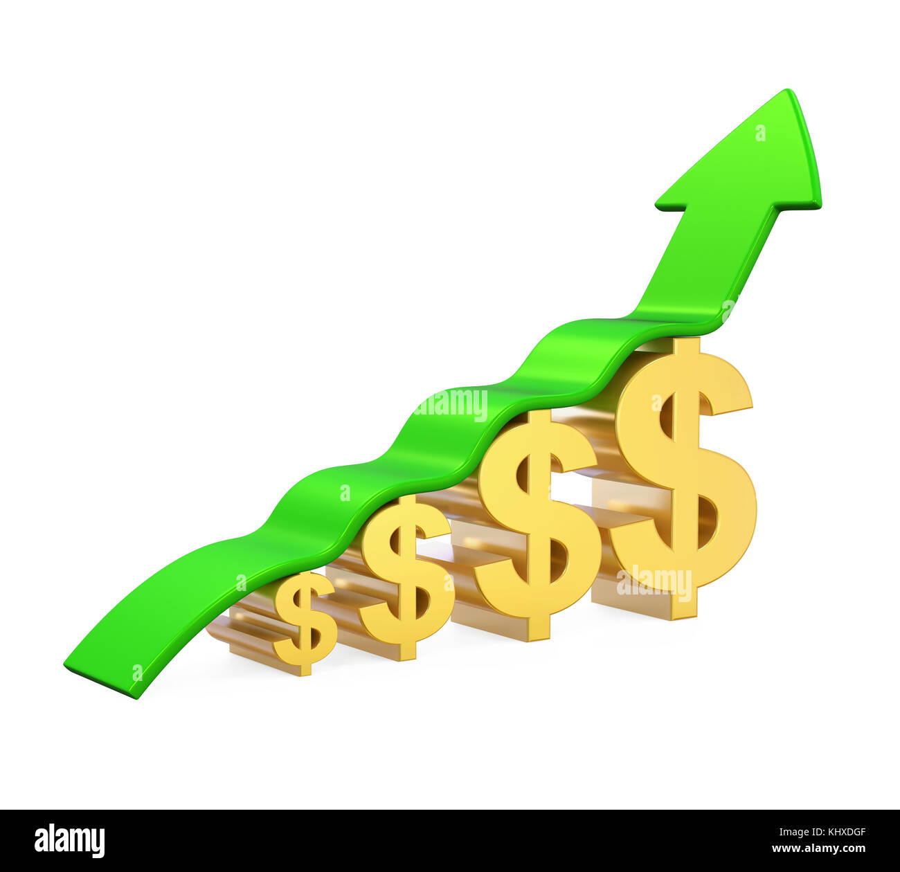 Il simbolo del dollaro con crescente freccia in alto Foto Stock