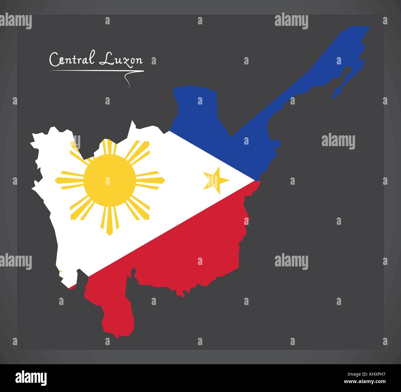 Luzon Centrale mappa delle Filippine con philippine bandiera nazionale illustrazione Illustrazione Vettoriale