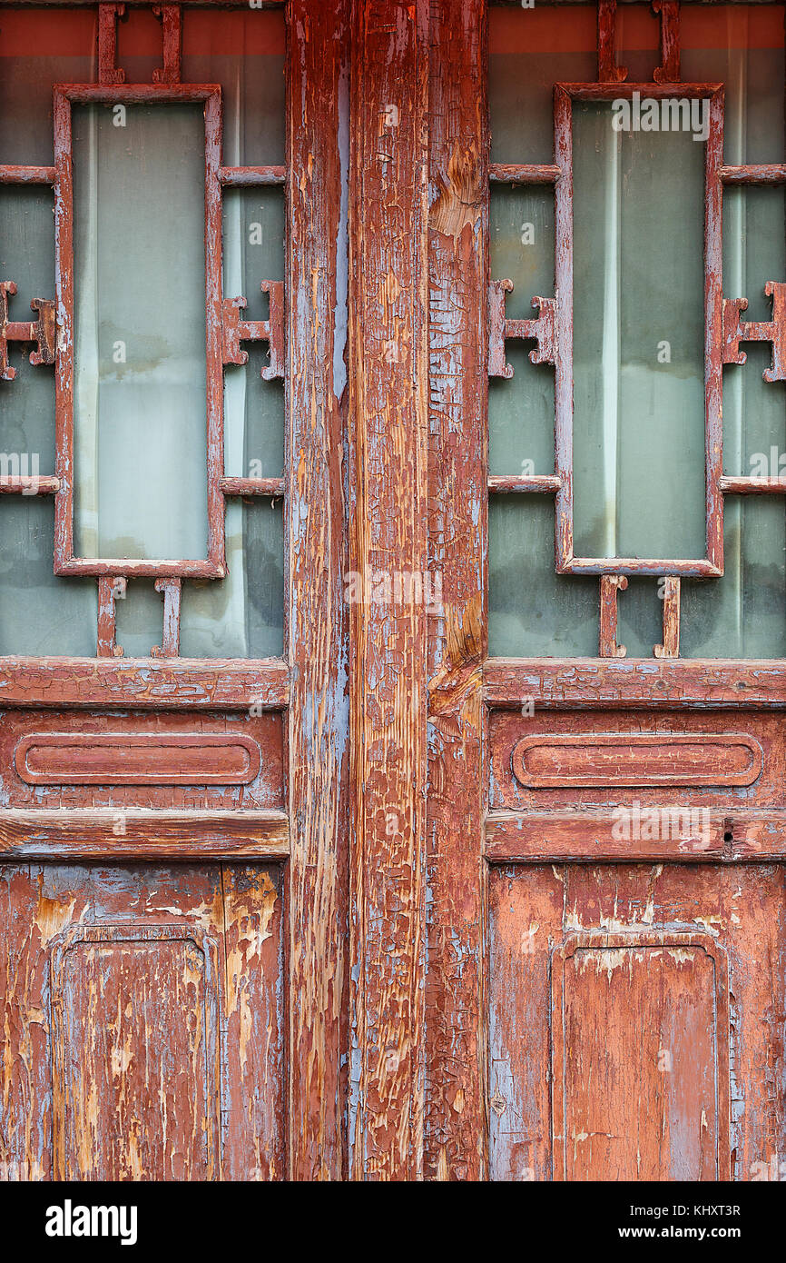 Rosso porta cinese, Xian Foto Stock