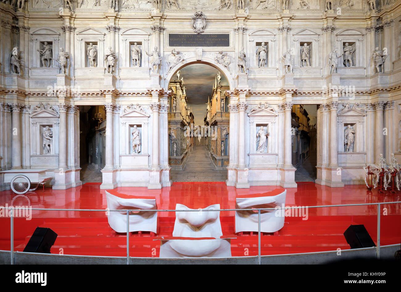 Interno del Palladio il Teatro Olimpio, (Teatro Olimpico), Vincenza, Veneto, Italia Foto Stock