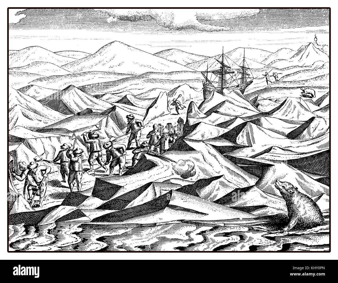 William spedizione di barents artic per trovare un passaggio nordheast nel XVI secolo Foto Stock