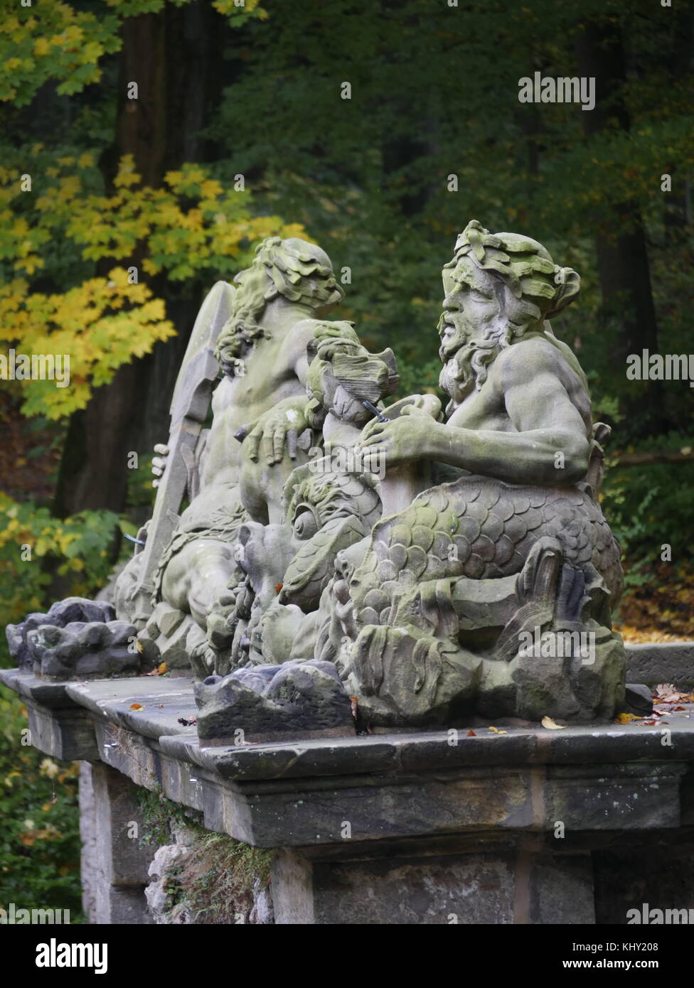 Il lavoro di scultura nell'eremo di Bayreuth (eremitage di Bayreuth, Untere grotte) Foto Stock
