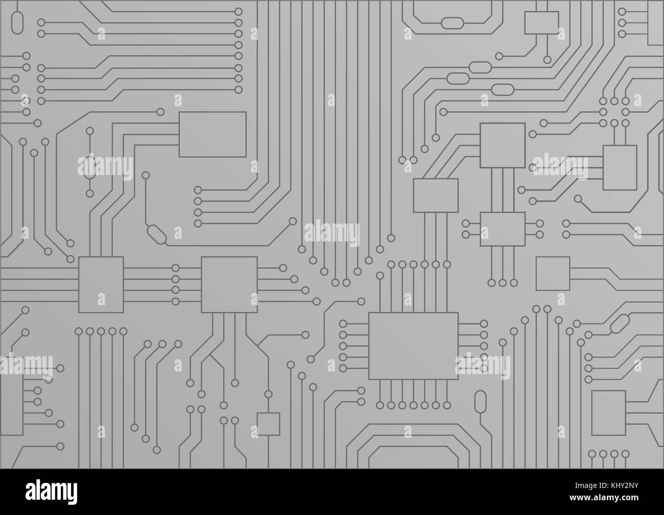 Grigio chiaro illustrazione vettoriale della scheda di circuito / cpu da vicino come concetto per la digitalizzazione. Illustrazione Vettoriale