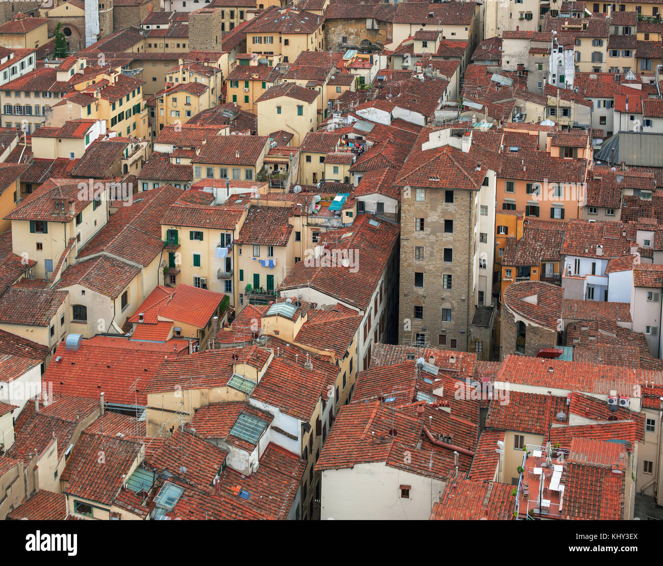 Firenze bird eye vista sui tetti di terracotta Foto Stock