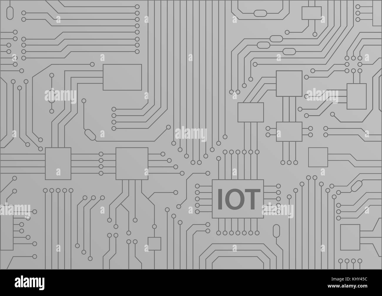 IOT testo visualizzato sulla scheda a circuito stampato. Internet delle cose concetto illustrazione vettoriale Illustrazione Vettoriale