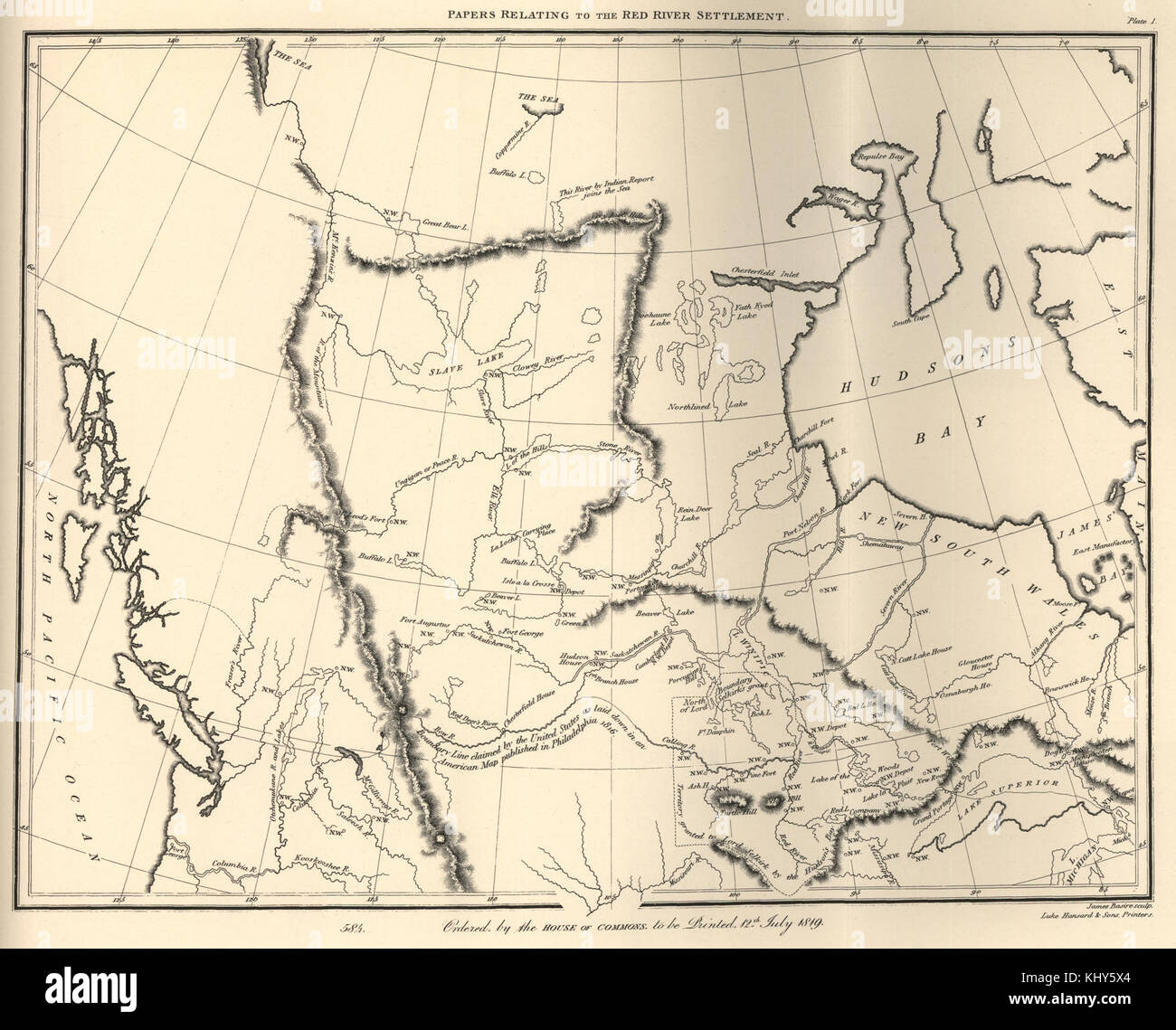 Una mappa di Western British America del Nord mostra Assiniboia (1819) (2186577944) Foto Stock