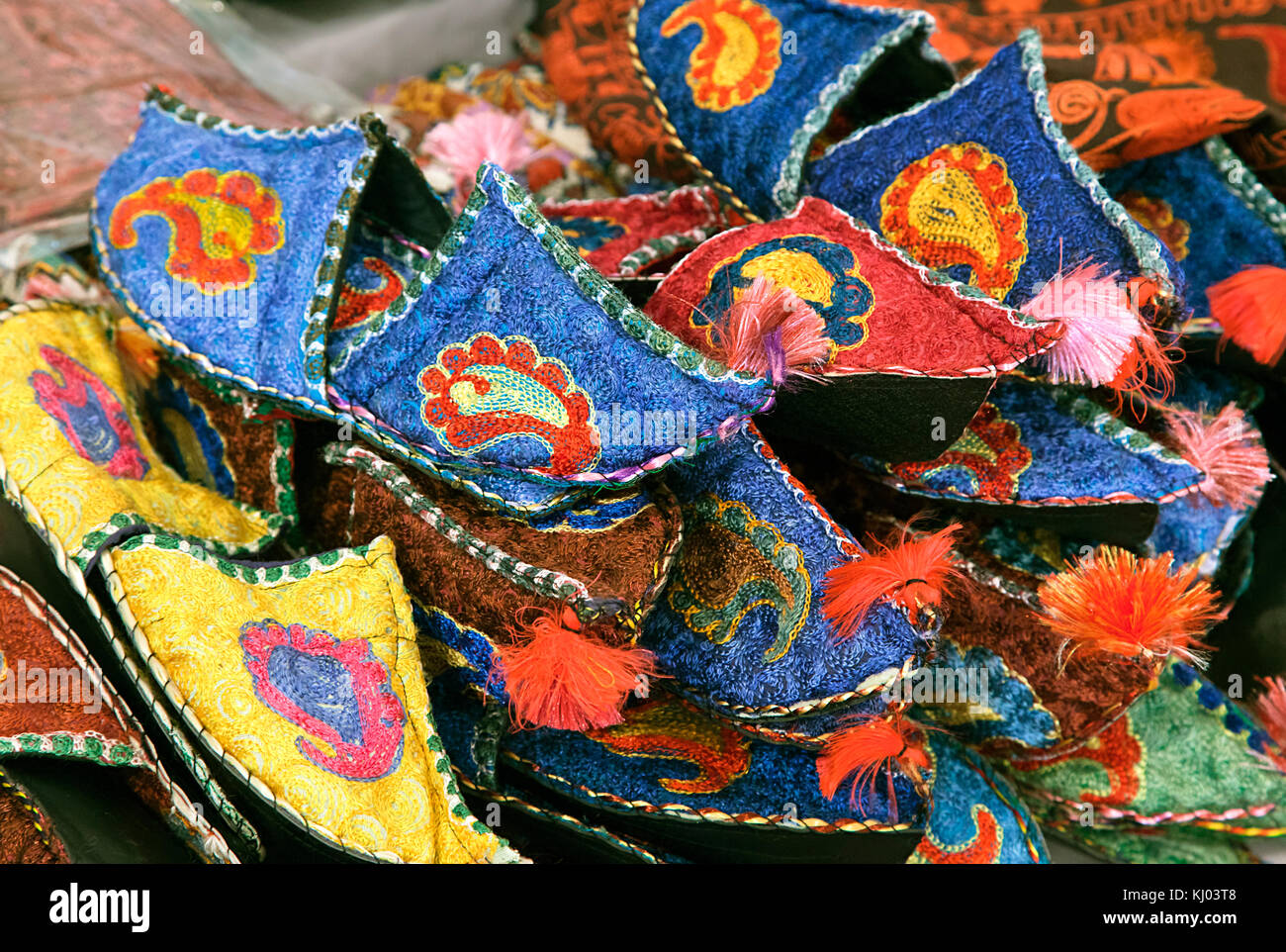 Uzbek pantofole tradizionali Foto Stock