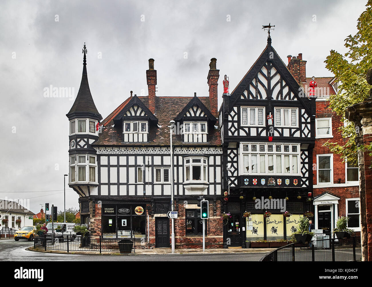 Inghilterra, East Riding of Yorkshire, High Street nel villaggio di Beverley; casa vecchia Foto Stock