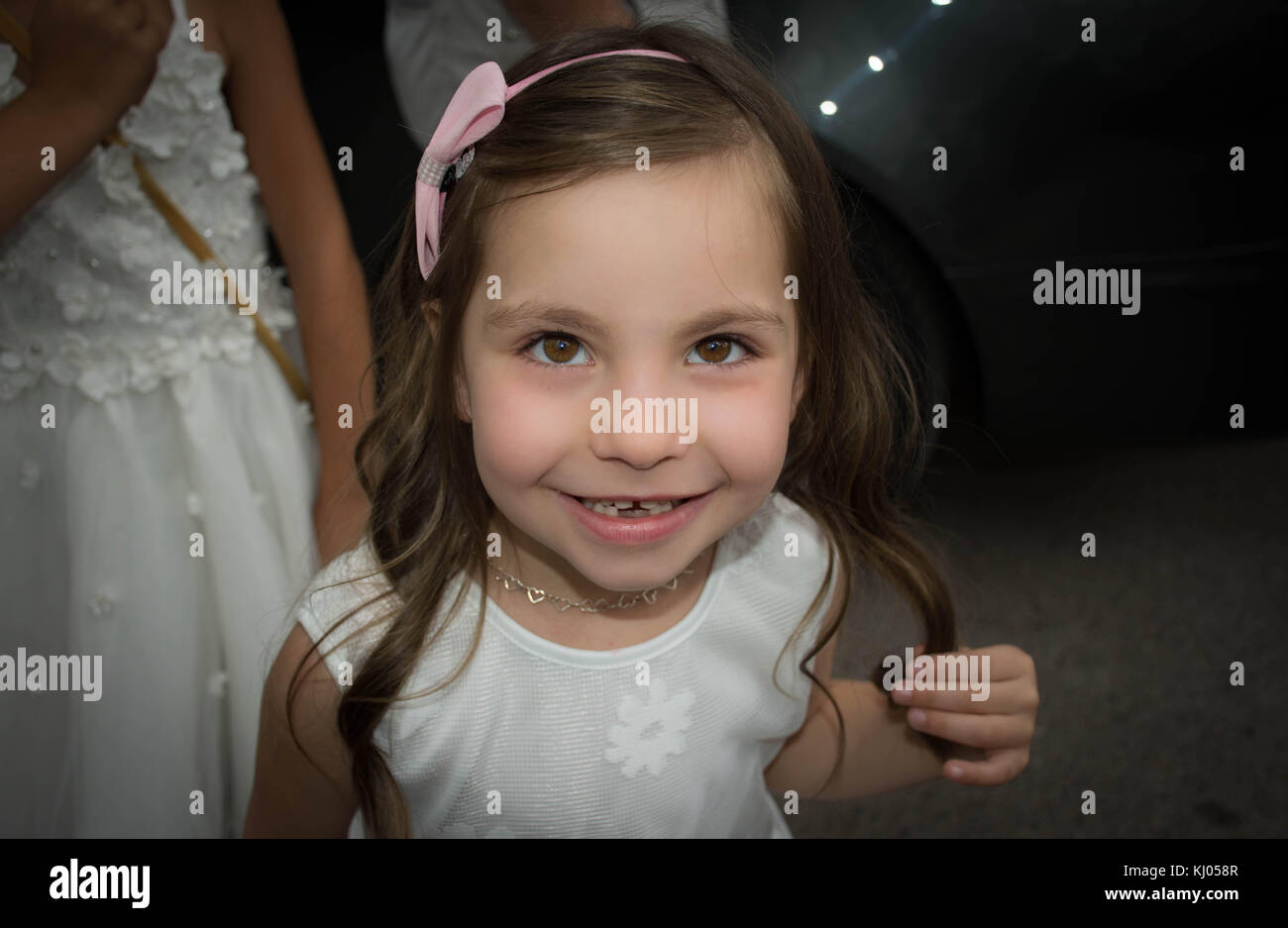 Bambina,giorno di nozze,ritratto Foto Stock
