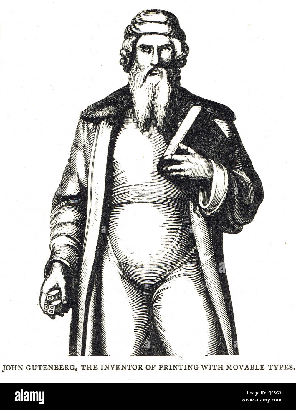 Johannes Gutenberg, inventore della stampa di tipo mobile Foto Stock