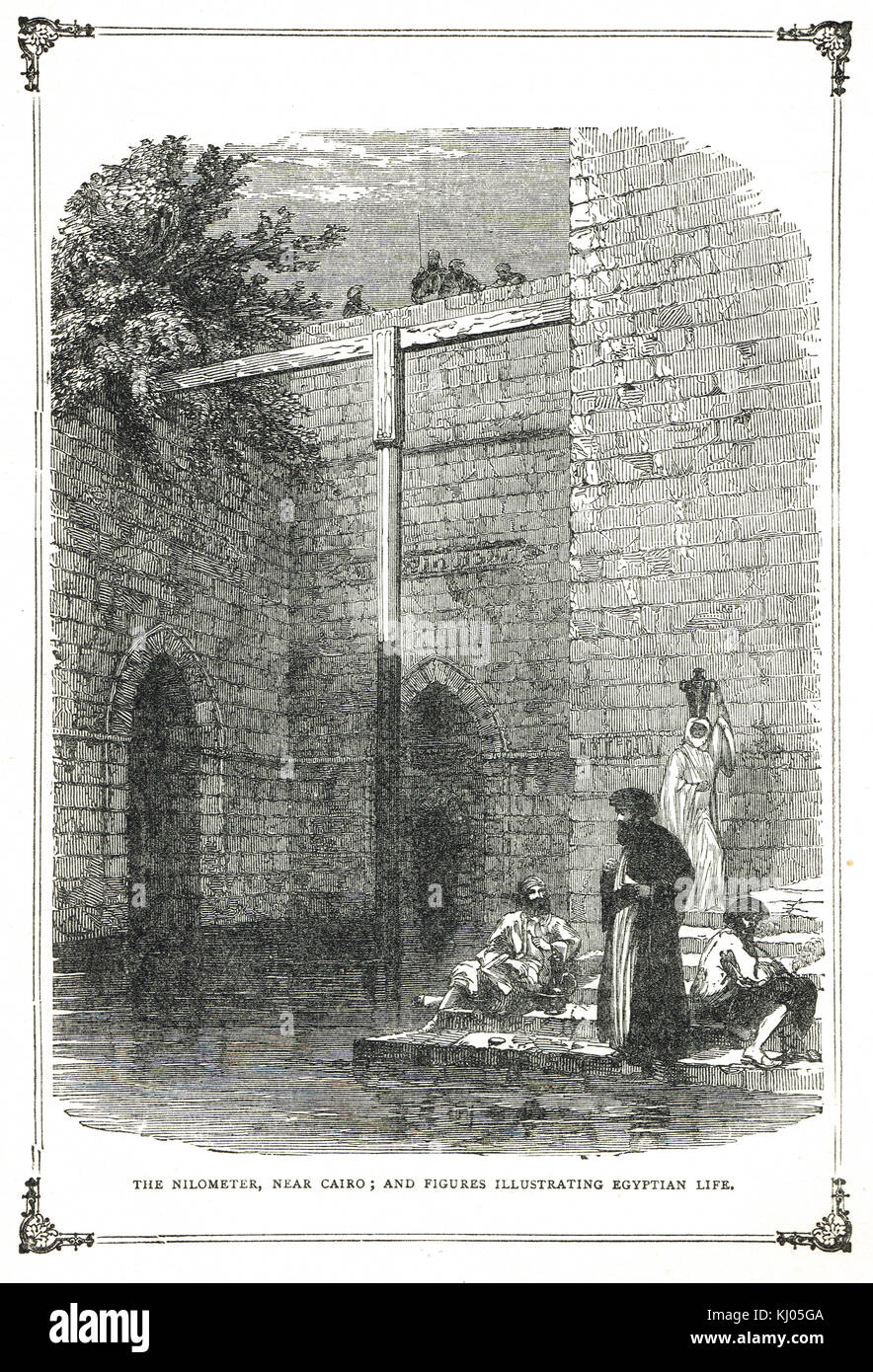 Nilometro al Cairo del XIX secolo, Egitto Foto Stock